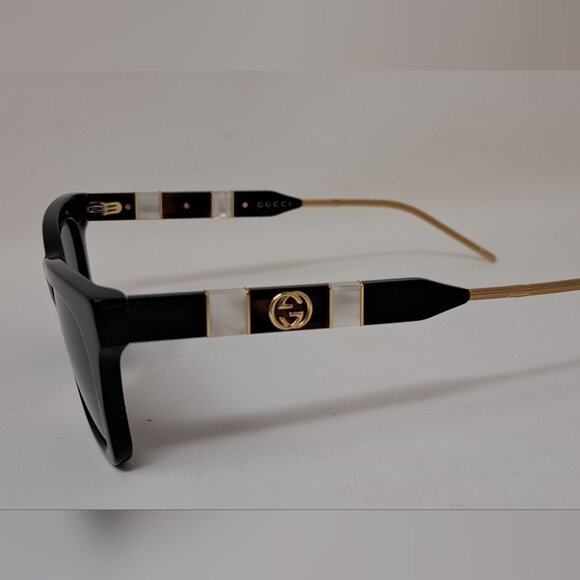 Gucci Sunglasses Cat Eye Mother of Pearl Black Gray GG0598S 001 53-18-145 - Picture 11 of 16